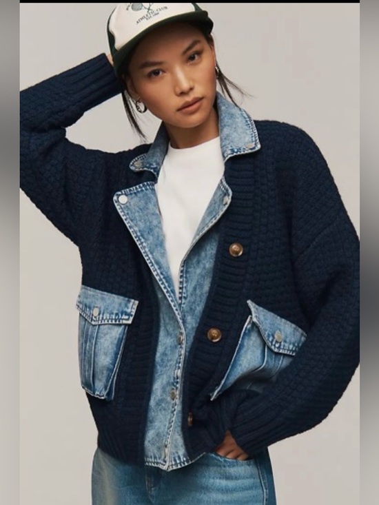 Anthropologie Sweaters - Anthropologie✨Blank NYC Top Pick Sweater Jacket- Navy